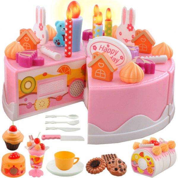 75 részes kreatív játék születésnapi torta szett - süteményekkel,
evőeszközökkel, világító játék gyertyával és hangeffektekkel (BB-4504)