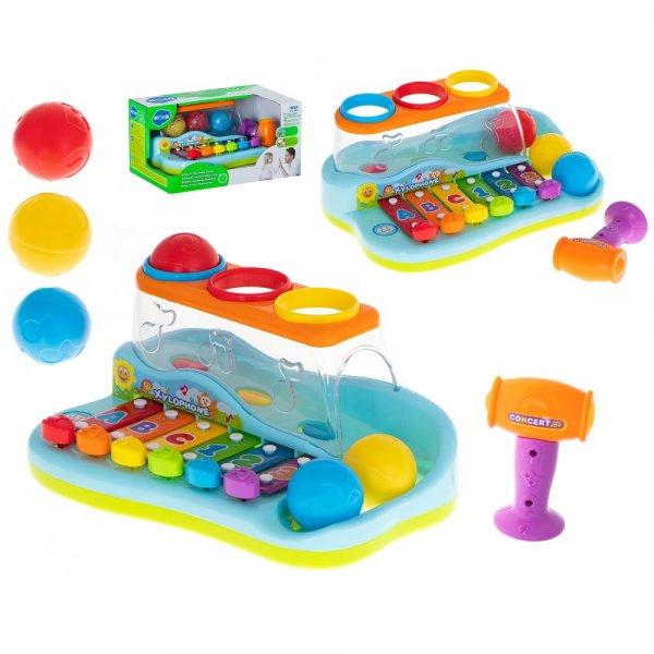 Interaktív, színes xilofon játék kalapáccsal és üthető labdákkal
(BBI-6003)