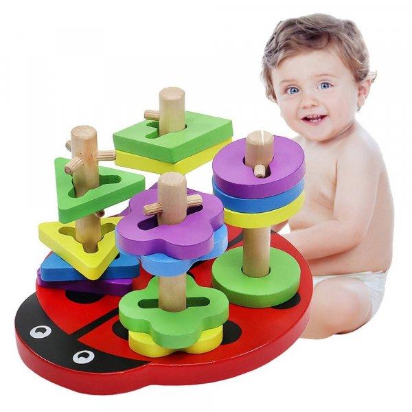 Katicás válogatós játék fa alakzatokkal - készségfejlesztő, Montessori
fajáték babáknak (BB-7710)