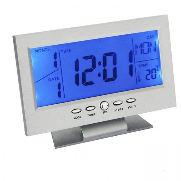 Hangra/tapsra működő LCD kijelzős asztali óra (BBL)