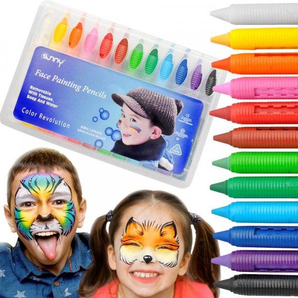 Gyermek arcfestő készlet 12 vidám színnel (BB-6608)