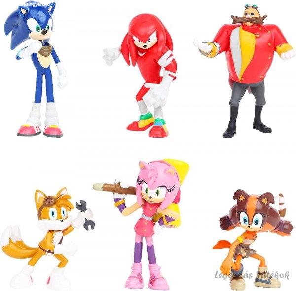 6 db-os Sonic a sündisznó jellegű figura szett Dr. Eggmannel