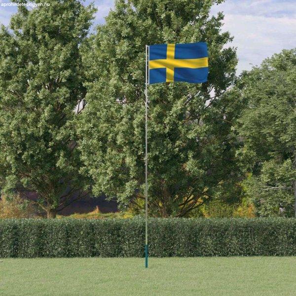vidaXL svéd alumínium zászló és rúd 5,55 m