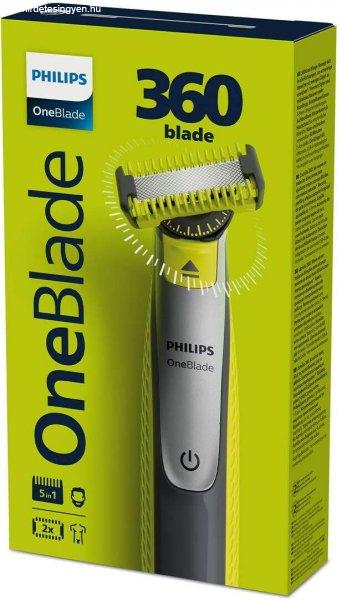 Philips OneBlade 360 Face + Body, 360° Penge, Akkumulátoros, Lime-Fekete
elektromos borotva