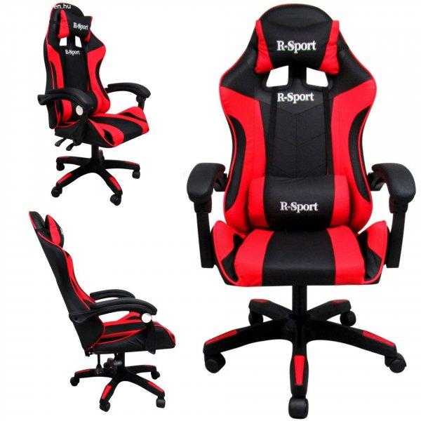 R-Sport Gamer szék deréktámasszal és masszázs funkcióval #piros-fekete