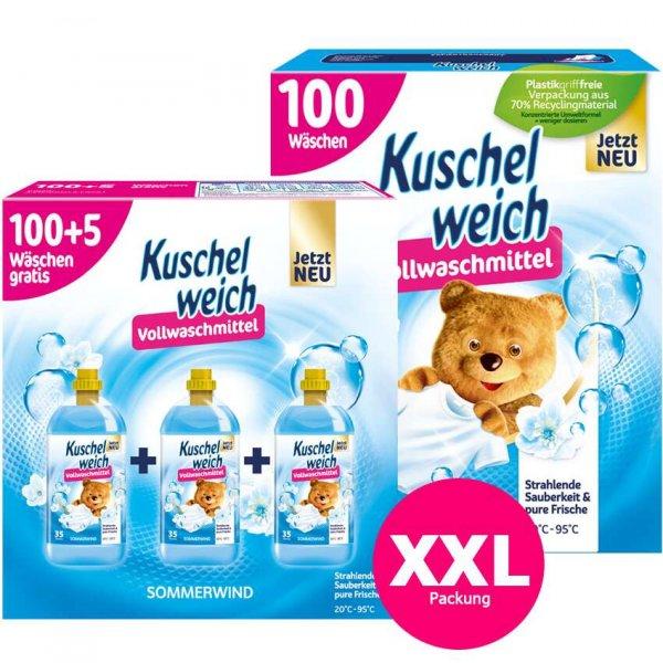 Kuschelweich SOMMERWIND XXL folyékony Mosószer 105  mosás + Mosópor 100
mosás
