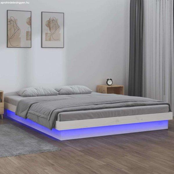 vidaXL fehér tömör fa ágykeret LED-ekkel 180 x 200 cm (6FT Super King)