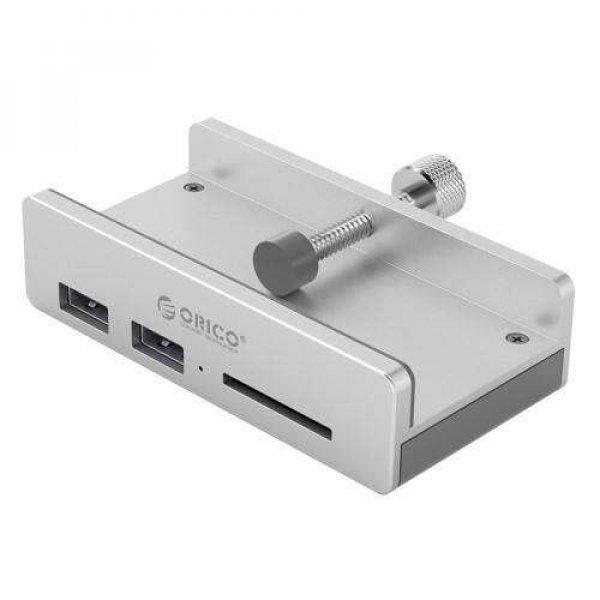 ORICO MH2AC USB HUB / elosztó - 3 db USB3.0 HUB, asztalra csíptethető 10-32
mm-ig nyíló, 5Gbps, 1x SD kártyaolvasó, 89 x 46 x 23 mm - EZÜST - GYÁRI