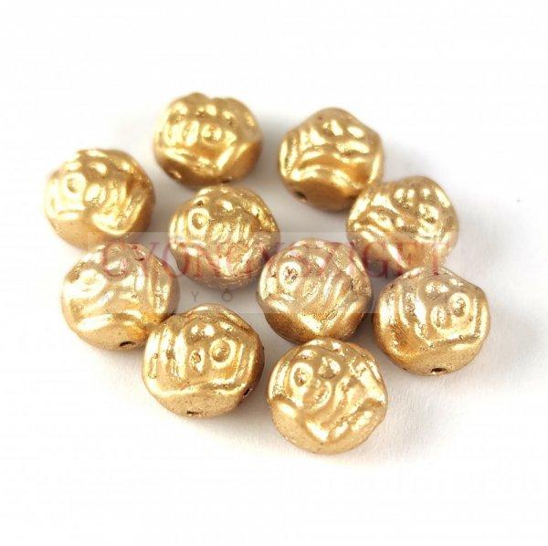 Candy Rose - Cseh préselt kétlyukú gyöngy - Aztec Gold - 8mm