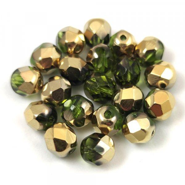 Cseh csiszolt golyó gyöngy - Dark Emerald Amber - 6mm