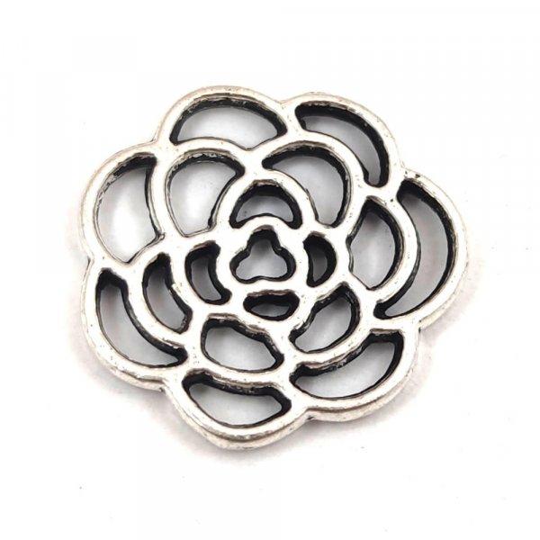 Köztes elem - virág - platina színű - 16x1.5mm