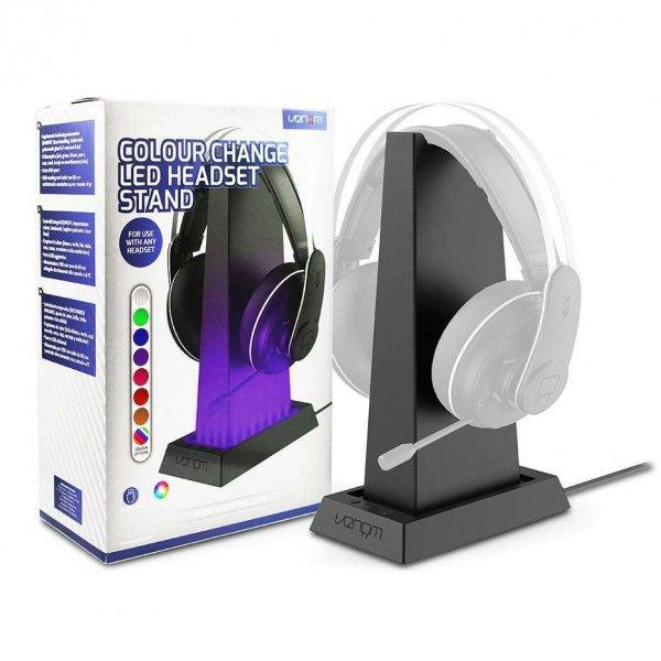 VENOM VS3059 RGB headstand - fekete - fejhallgató állvány / asztali tartó,
LED fény, 8 szín