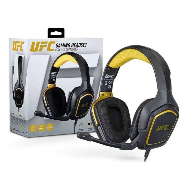 KONIX UFC gamer headset / fejhallgató - FEKETE / SÁRGA - 3,5mm Jack, mikrofon,
40mm átmérőjű hangszórók, 1,5m vezeték - GYÁRI