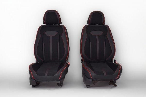 Peugeot 1007 Van Méretezett Üléshuzat -vesta Bőr/Szövet -Piros/Fekete- 2
Első Ülésre