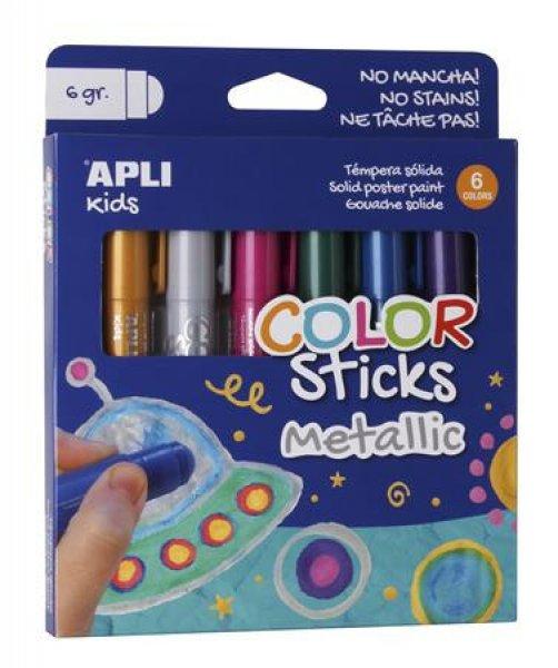 Tempera kréta készlet, APLI Kids "Color Sticks Metallic", 6
különböző metál szín