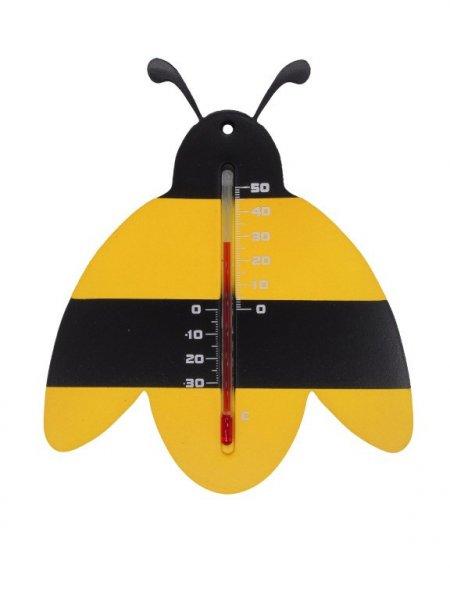 Hőmérő kültéri, műanyag,sárga/fekete méhecske forma15x12x0,3cm