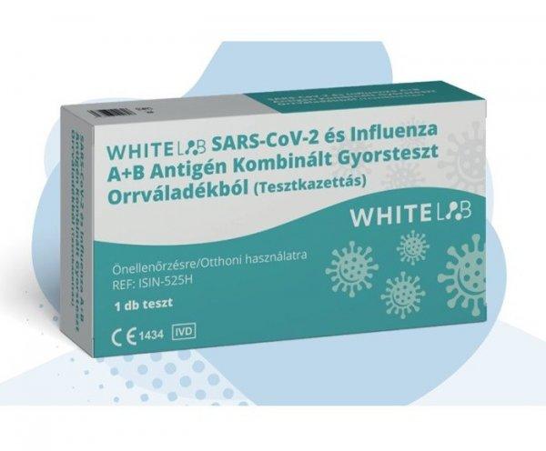 COVID-19 és Influenza A+B Antigén Kombinált Gyorsteszt Orrváladékból -
WhiteLAB - 1 db