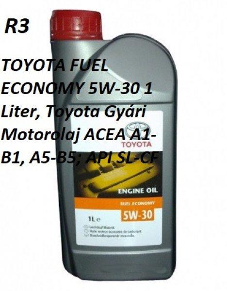 TOYOTA FUEL ECONOMY 5W-30 1 Liter, Toyota Gyári Motorolaj ACEA A1-B1, A5-B5;
API SL-CF