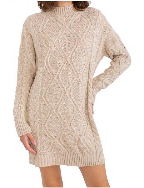 Bézs színű hosszabb mintás pulóver