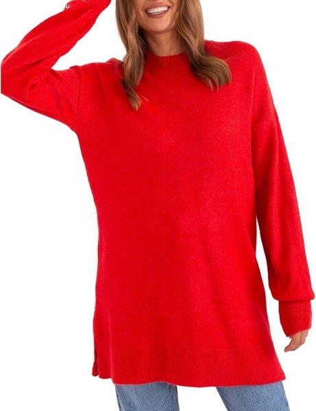 piros hosszú pulóver