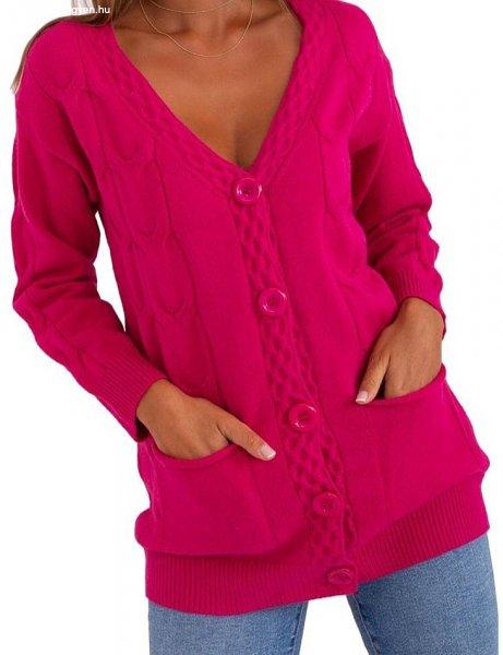 Sötét rózsaszín gombos pulóver