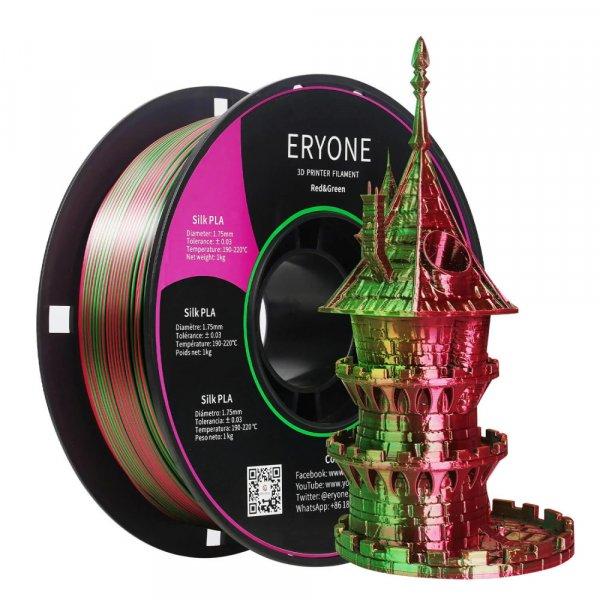 Eryone Silk PLA Dual Color selyemfényű piros és zöld (red & green) 3D
nyomtató Filament 1.75mm, 1kg/tekercs