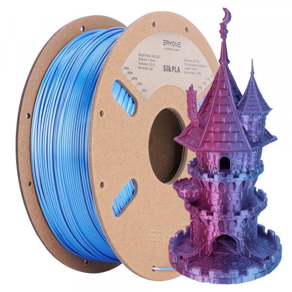 Eryone Silk PLA Dual Color selyemfényű rózsaszín és kék (rose red & blue)
3D nyomtató Filament 1.75mm, 1kg/tekercs
