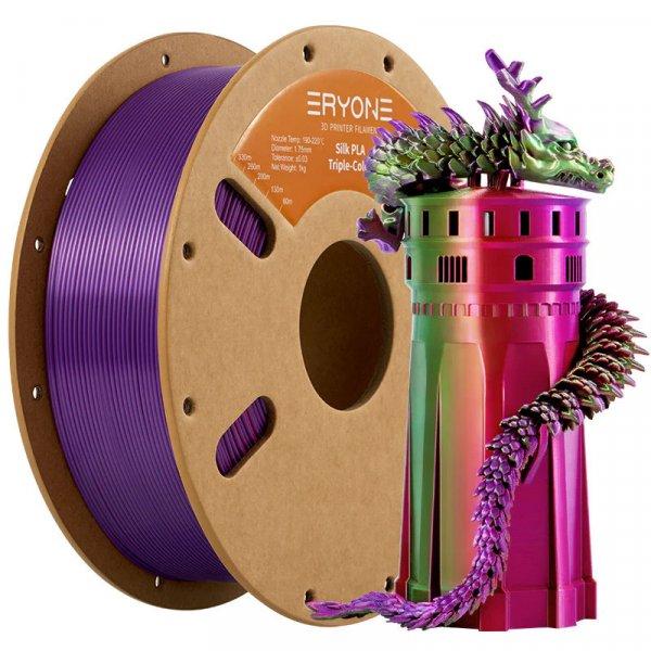 Eryone Silk PLA Triple Color selyemfényű piros, lila és zöld (red & purple &
green) háromszínű 3D nyomtató Filament 1.75mm, 1kg/tekercs