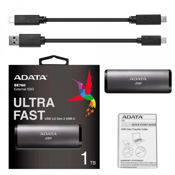 ADATA 1TB SE760 USB 3.1 Külső SSD - Titánium