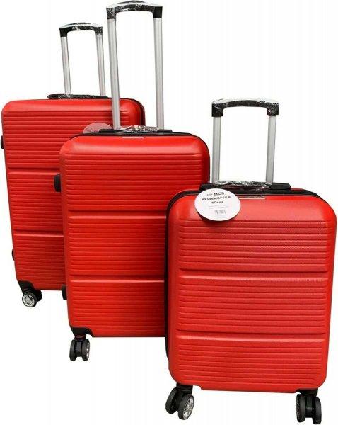 Royalty Line® 3 db-os keményfalú bőrönd szett, 4 db dupla kerékkel - Piros