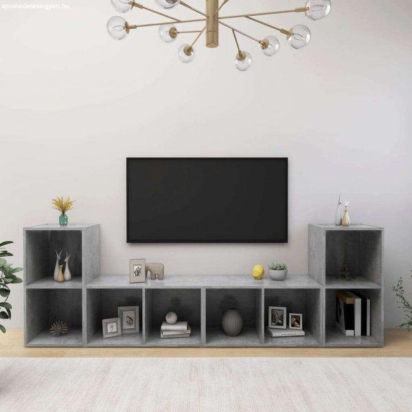 vidaXL 4 db betonszürke forgácslap TV-szekrény 72 x 35 x 36,5 cm