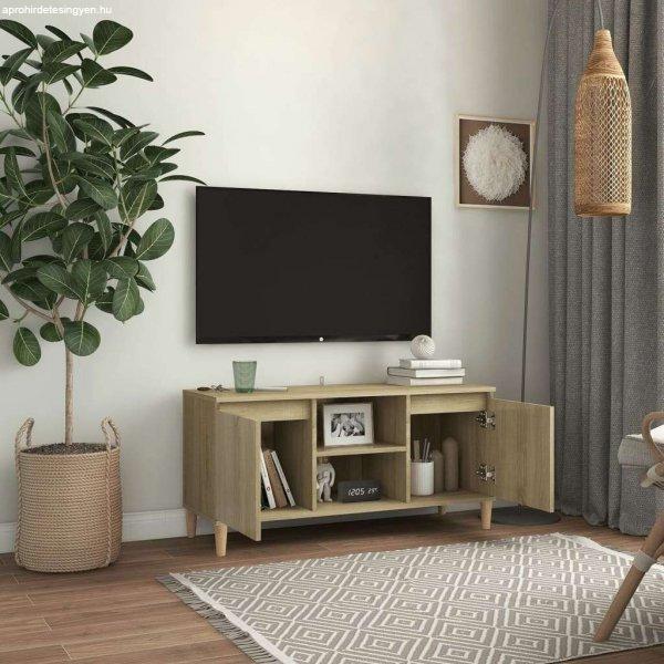 Tölgyszínű tv-szekrény tömör falábakkal 103,5 x 35 x 50 cm