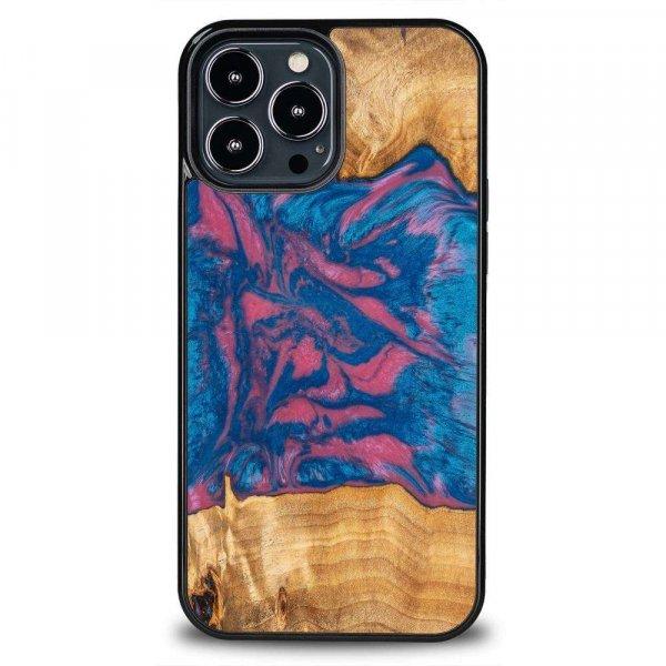 Fa és műgyanta tok iPhone 13 Pro Max Bewood Unique Vegas - Rózsaszín és
kék