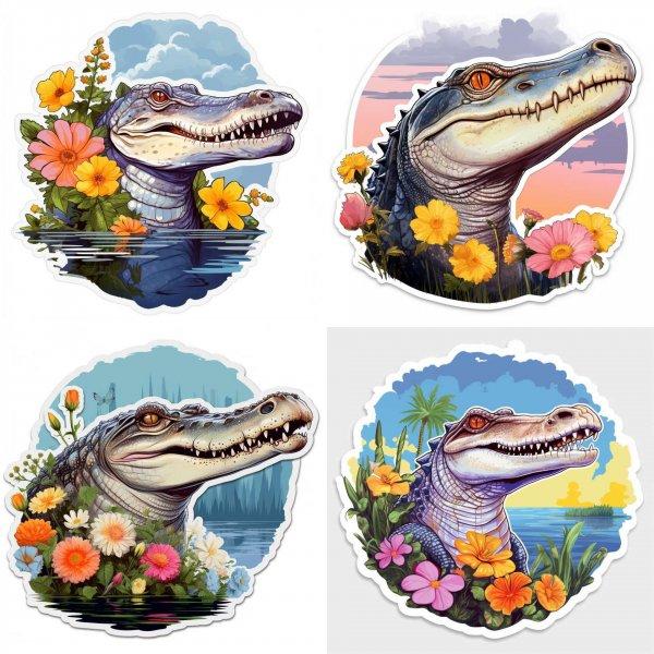 Krokodilos falmatrica virágokkal | 8 + 24 db-os szett | 80 cm x 80 cm -
babaszoba faldekoráció