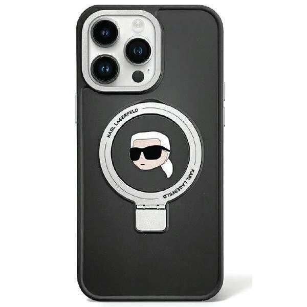 Karl Lagerfeld gyűrűs Karl Head MagSafe tok iPhone 15 Plus / 14 Plus - Fekete