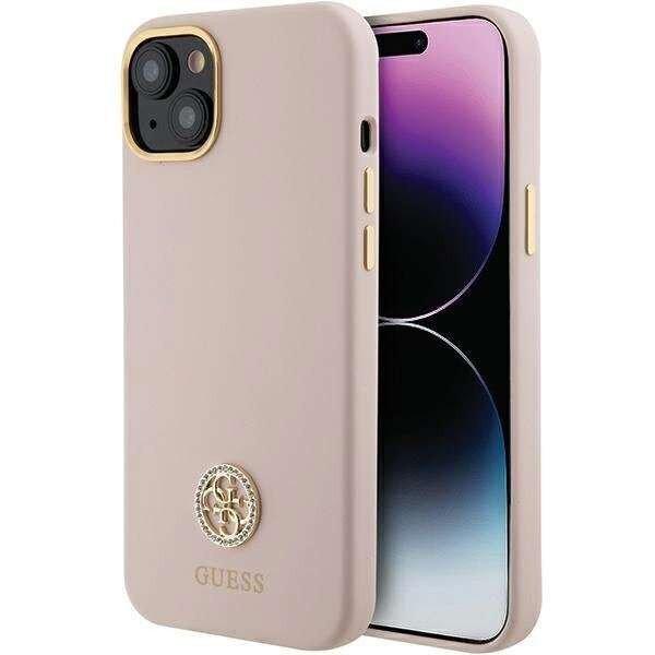 Guess szilikon logós Strass 4G tok iPhone 15 Plus / 14 Plus - Világos
rózsaszín