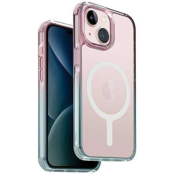 Uniq Combat Duo Magclick töltő tok iPhone 15 - kék és rózsaszín
