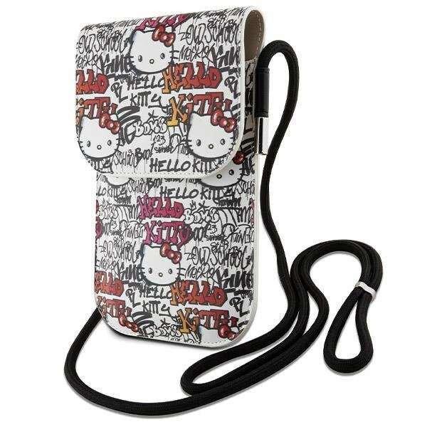 Hello Kitty bőrcímkés Graffiti zsinór táska - bézs színű