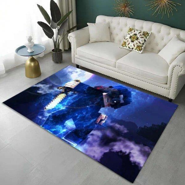 Gamer gyerek szőnyeg, bársony flanel, kék harcos , 80 x 120 cm