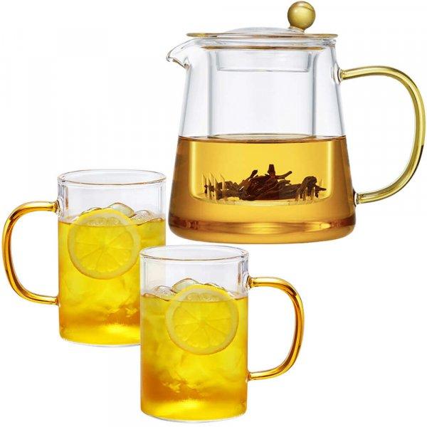 2 csésze teáskanna készlet, Quasar & Co.®, tea/kávé edények, 700 ml/2x300
ml, boroszilikát üveg, átlátszó