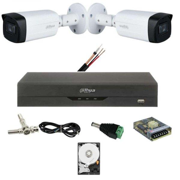 Dahua 2 CCTV Kit 5 MP, IR 80M, 3.6mm lencse, Starlight, Dahua DVR 4 csatorna, 5
MP, Tartozékok