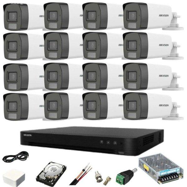 CCTV rendszer: 16 kamera: Hikvision: 5MP, Dual Light, IR, 40m, WL, 40m DVR, 8MP
4TB HDD tartozékokkal