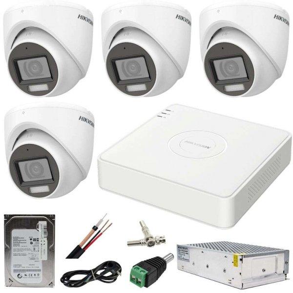 CCTV rendszer: Hikvision, 4 kamera: 5MP, Dual Light, IR, 30m, WL, 20m, DVR, 4MP,
AcuSense, mellékelt tartozékokkal, 500GB HDD