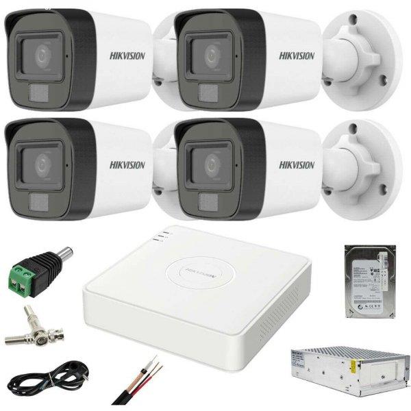 CCTV rendszer: Hikvision, 4 kamera: 2MP, Dual Light, WL, 20m, IR, 25m, DVR, 4MP,
AcuSense, mellékelt tartozékokkal, 500GB HDD