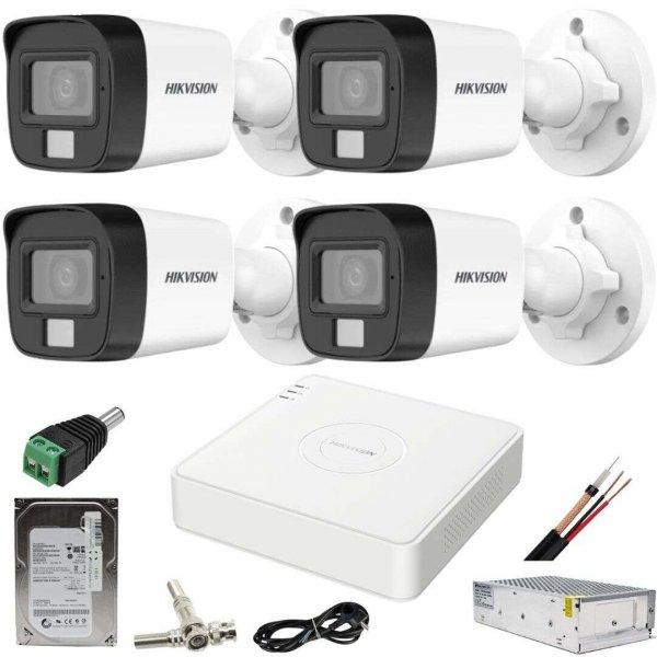 CCTV rendszer: Hikvision, 4 kamera: 5MP Dual Light WL, 20m IR, 25m DVR, 4MP
AcuSense tartozékokkal, 500GB HDD