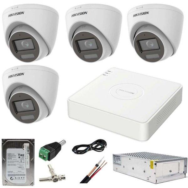 CCTV rendszer: Hikvision, 4 kamera, 5MP Dual Light WL, 20m IR, 20m DVR, 4MP
AcuSense, mellékelt tartozékokkal, 500GB HDD
