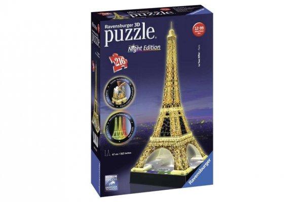 Ravensburger 12579 Eiffel-torony 216 darabos 3D puzzle fénnyel