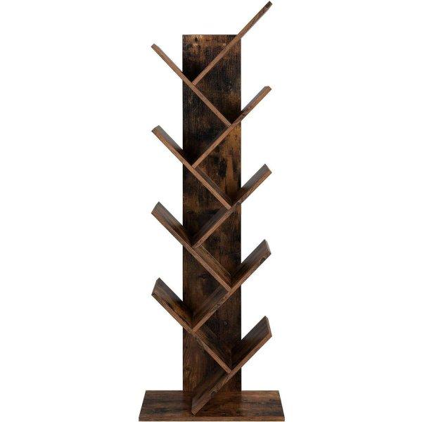VASAGLE 8 szintes padló könyvespolc V alakú fa polcokkal, 25x141x50cm,
rusztikus barna