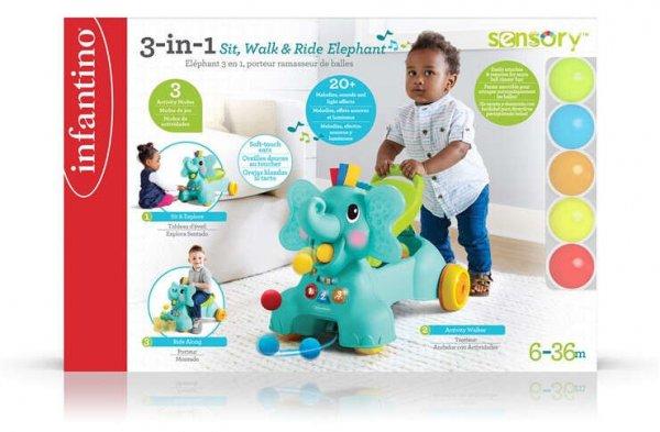 Infantino Sit, Walk & Ride Elephant 3az1-ben járássegítő
