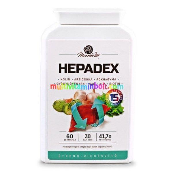 Hepadex 3x60 db kapszula, gyógynövény kivonatokat, kolint és NAC-ot
tartalmazó étrend-kiegészítő, 3 havi adag - Mannavita